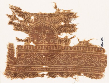 Textile fragment with arch and dotted vinefront