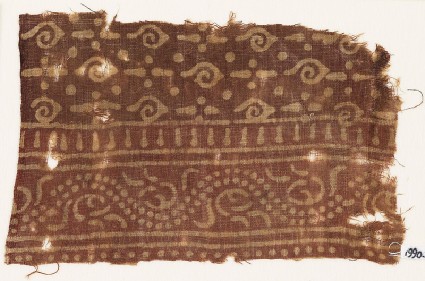 Textile fragment with spirals and dotted vinefront