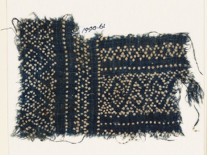 Textile fragment with dots arranged in geometric patternsfront