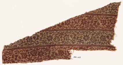 Textile fragment with vines, leaves, and flowers, probably from a garmentfront