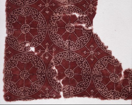 Textile fragment with circles, rosettes, and tendrilsfront