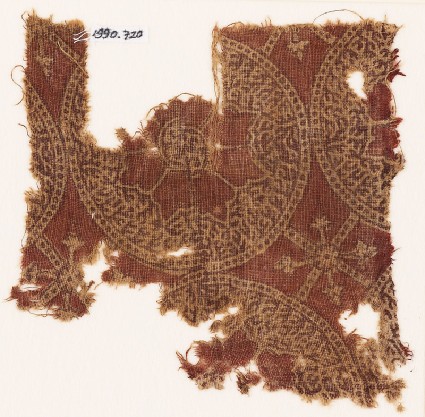 Textile fragment with circles, rosettes, and tendrilsfront