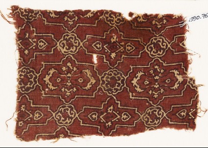 Textile fragment with lobed cartouches and rosettesfront