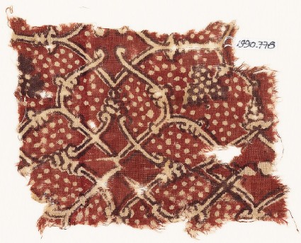 Textile fragment with interlacing tendrilsfront