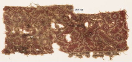 Textile fragment with rosettes and tendrilsfront