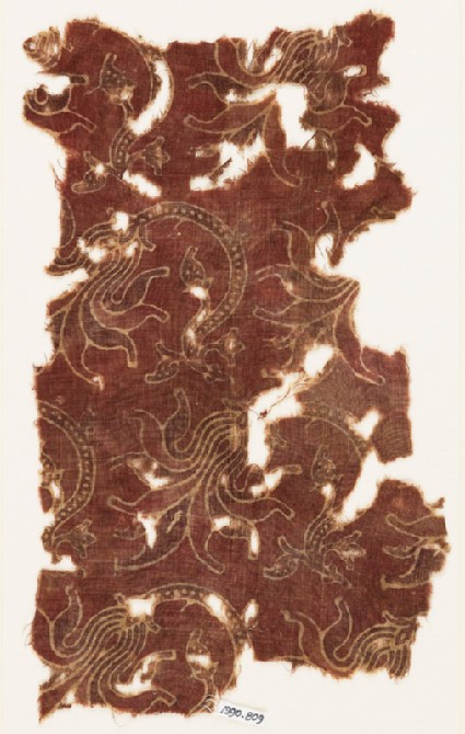 Textile fragment with tendrils and flowersfront