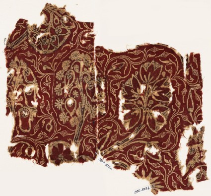 Textile fragment with flowering treeswith EA1990.823.b