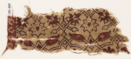 Textile fragment with interlacing tendrils, flowers, and leavesfront