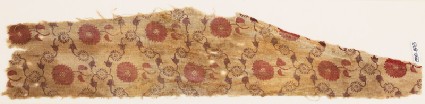 Textile fragment with grid of vines and flowers, probably from a garmentfront