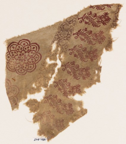 Textile fragment with rosettes and flowersfront