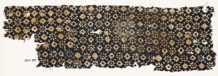 Textile fragment with rosettes, dots, and lobed squaresfront