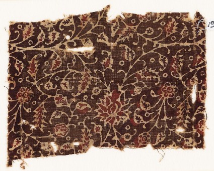 Textile fragment with tendrils and flowers, possibly from a garmentfront