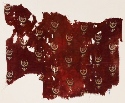 Textile fragment with crescents and Turkish scriptfront