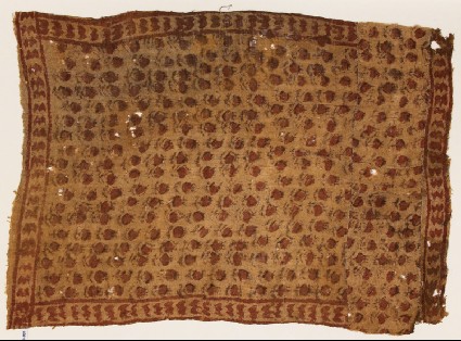 Textile fragment with flowers and chevronsfront