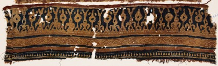 Textile fragment with stylized trees and rosettesfront