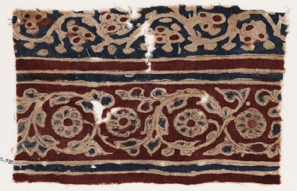 Textile fragment with vines and flowersfront