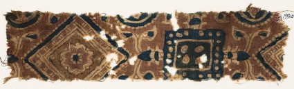 Textile fragment with squares and diamond-shapesfront