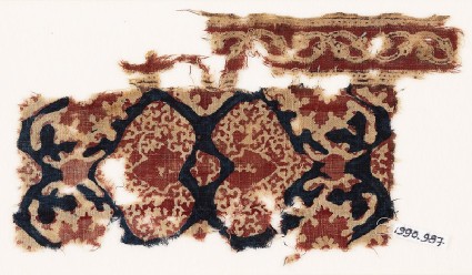 Textile fragment with hearts and tendrilsfront