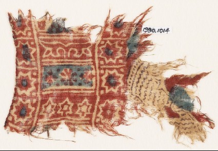 Textile fragment with stars, rosette, and crossesfront