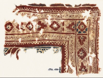 Textile fragment with medallions and zigzagsfront