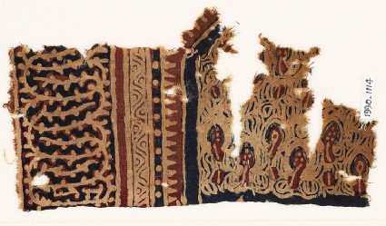 Textile fragment with plants and an interlacing vinefront