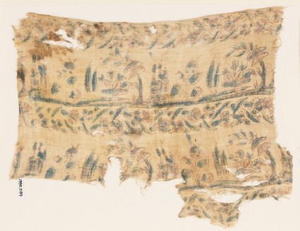 Textile fragment with garden scenefront