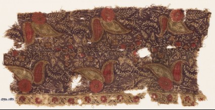 Textile fragment with leaves and flowersfront