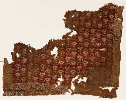Textile fragment with flowers and vinesfront