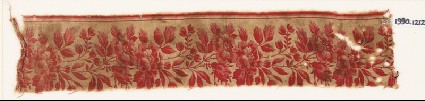 Textile fragment with naturalistic linked flowersfront