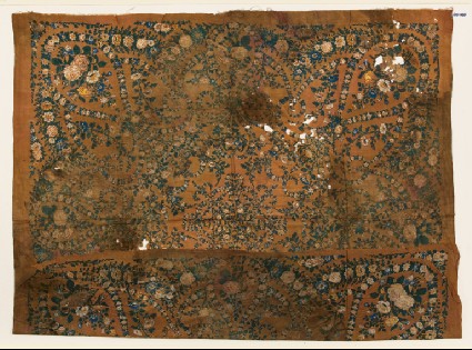 Textile fragment with garlands of flowersfront