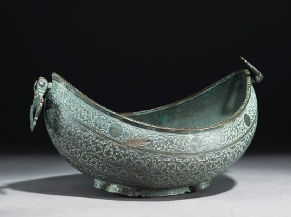 Kashkul, or begging bowl, in the form of a boatoblique