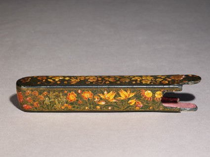 Case from a qalamdan, or pen box, with floral decorationoblique