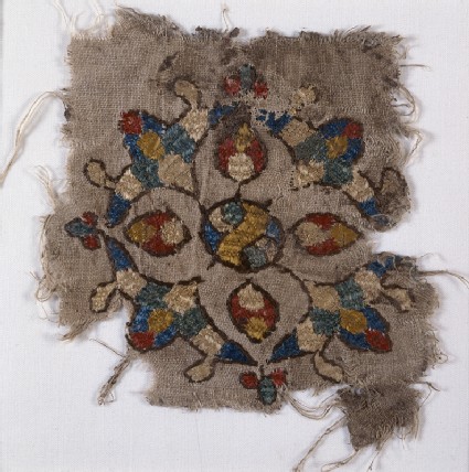 Textile fragment with cruciform palmettefront