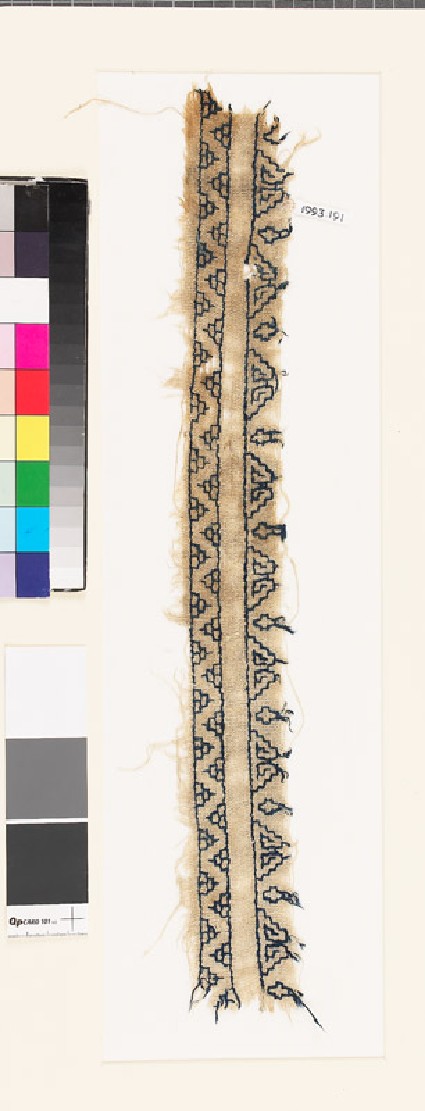Textile fragment with chevrons and trianglesfront