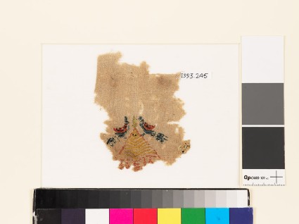 Textile fragment with pair of birdsfront