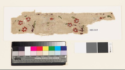 Textile fragment with floral sprays and hooked stemsfront