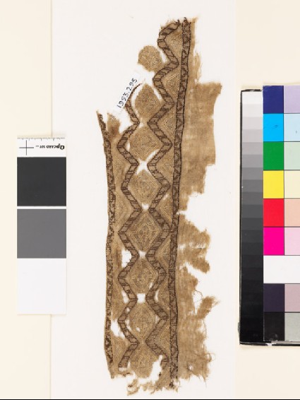 Textile fragment with chevrons, diamond-shapes, and zigzagsfront