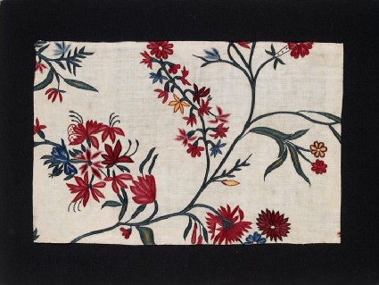 Textile fragment with flowering branches or frondsfront