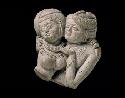 Plaque fragment with pair of lovers (mithuna)front