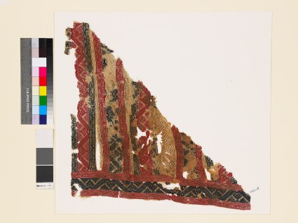 Textile fragment with palmettes and geometric shapesfront