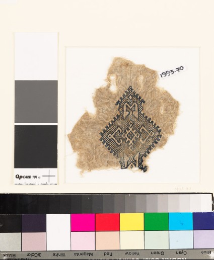 Textile fragment with lozenge-shaped medallionfront