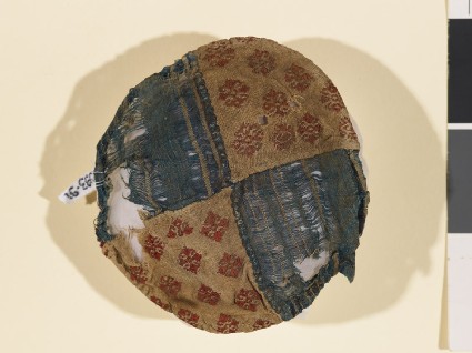 Textile fragment with stripes and palmettes, probably a jar coverfront