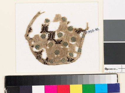 Textile fragment with hexagons and diamond-shapes, probably a jar coverfront