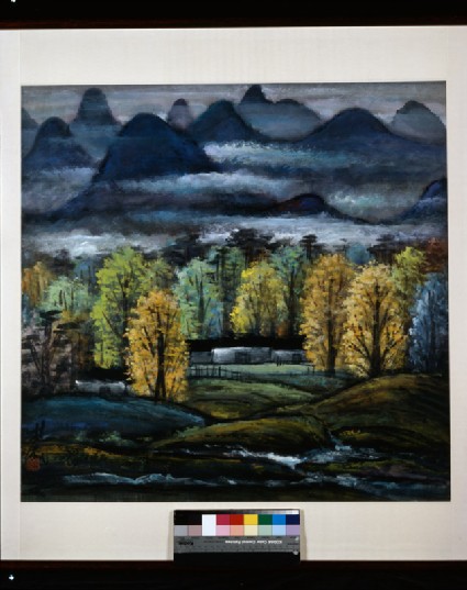 Landscape with trees and mountainsfront