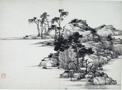 Landscape with rocks and treesfront