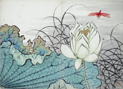 Lotus flower and dragonflyfront