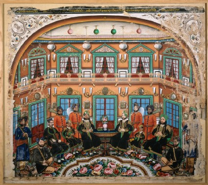 Rajput noblemen in an interiorfront