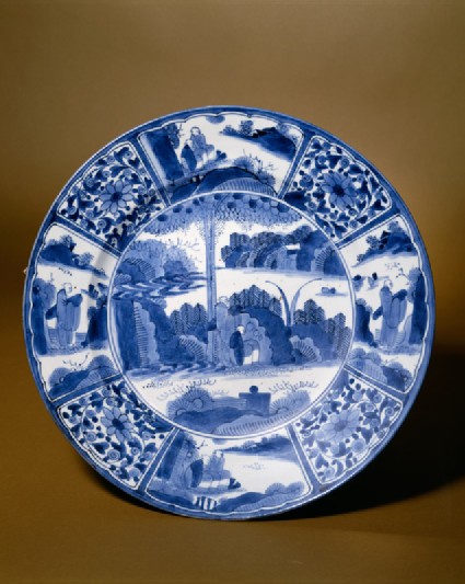 Plate with figures and landscapestop