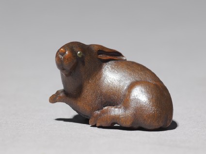 Netsuke in the form of a rabbitside