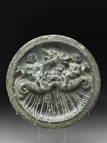 Palette with Nereids, or sea nymphs, riding ketoi, or sea monstersfront